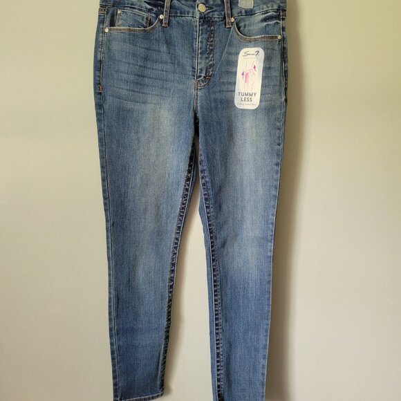 Seven7 Jeans Women's 14 Blue Denim Tummy Slimming Straight Leg Pants NWT - Picture 4 of 8